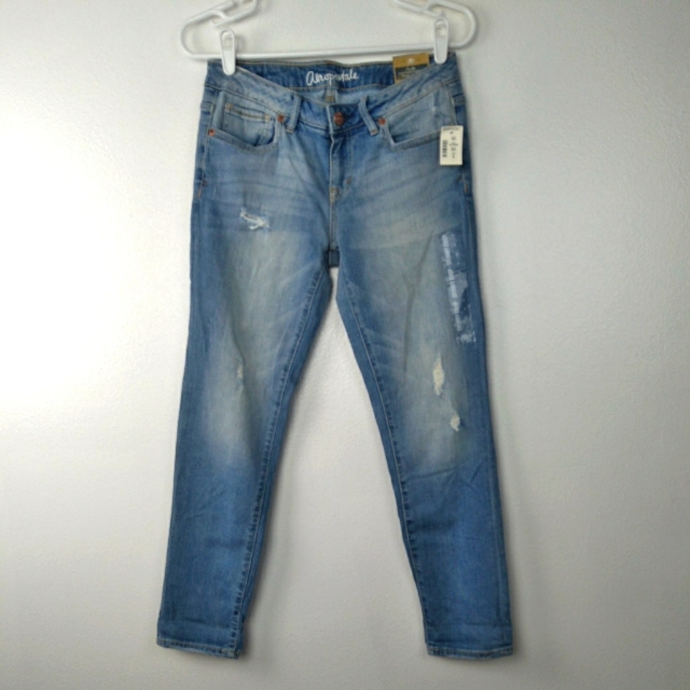 Aeropostale Jeans Bayla Skinny Crop Size 4 Distressed Denim